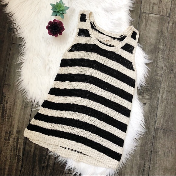 LOFT Sweaters - LOFT Black and Cream Sweater Tank Top